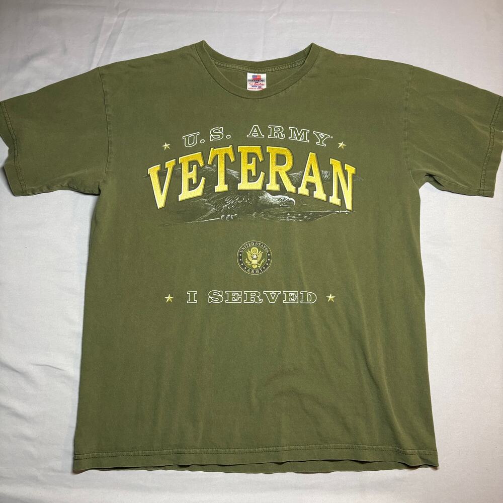 military green US army veteran graphic t shirt